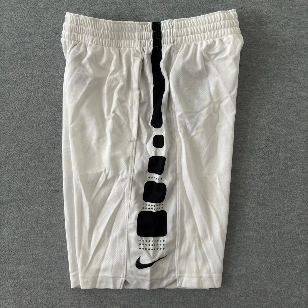 Nike Boys Elite Basketball Shorts White Black Dri-FIT Size Large NWT 943941-100